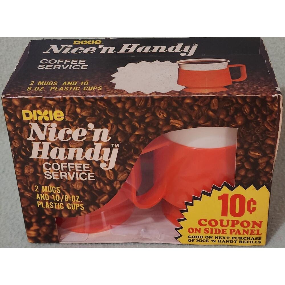 Vintage Dixie Nice n Handy Coffee Service Orange NOS